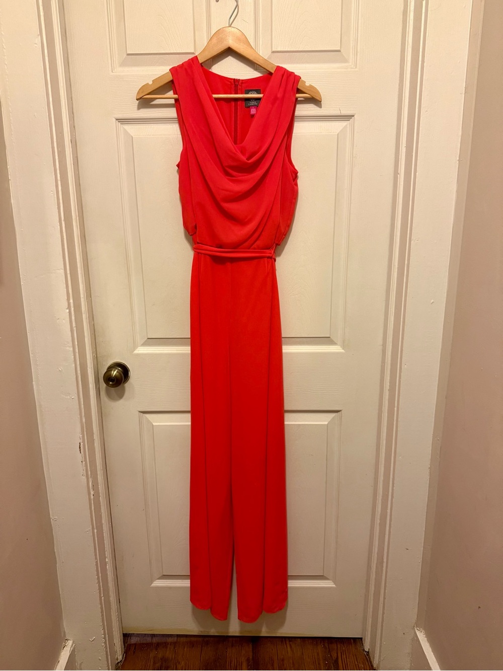 Sleeveless Pink Cowl-Neck Jumpsuit